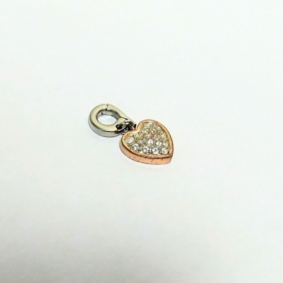 Heart Diamond & Bronze Bracelet Charm w/ Clip - Picture 3 of 3